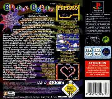 Bubble Bobble also featuring Rainbow Islands (US) box cover back